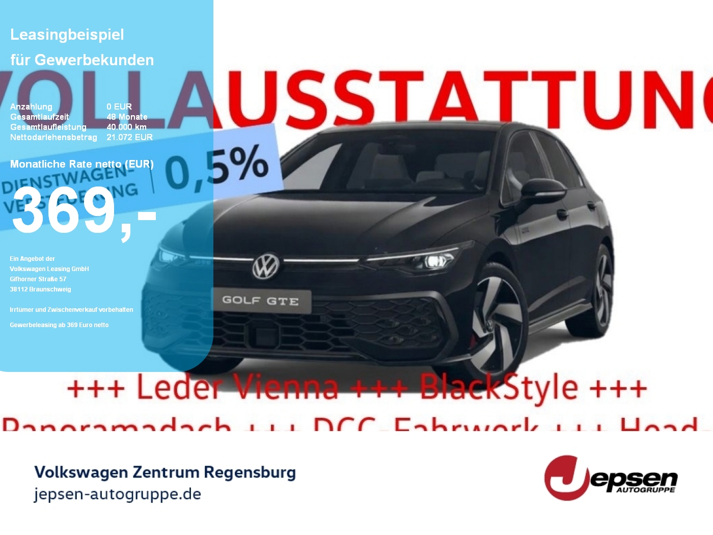Golf GTE eHybrid 369&euro; netto-0